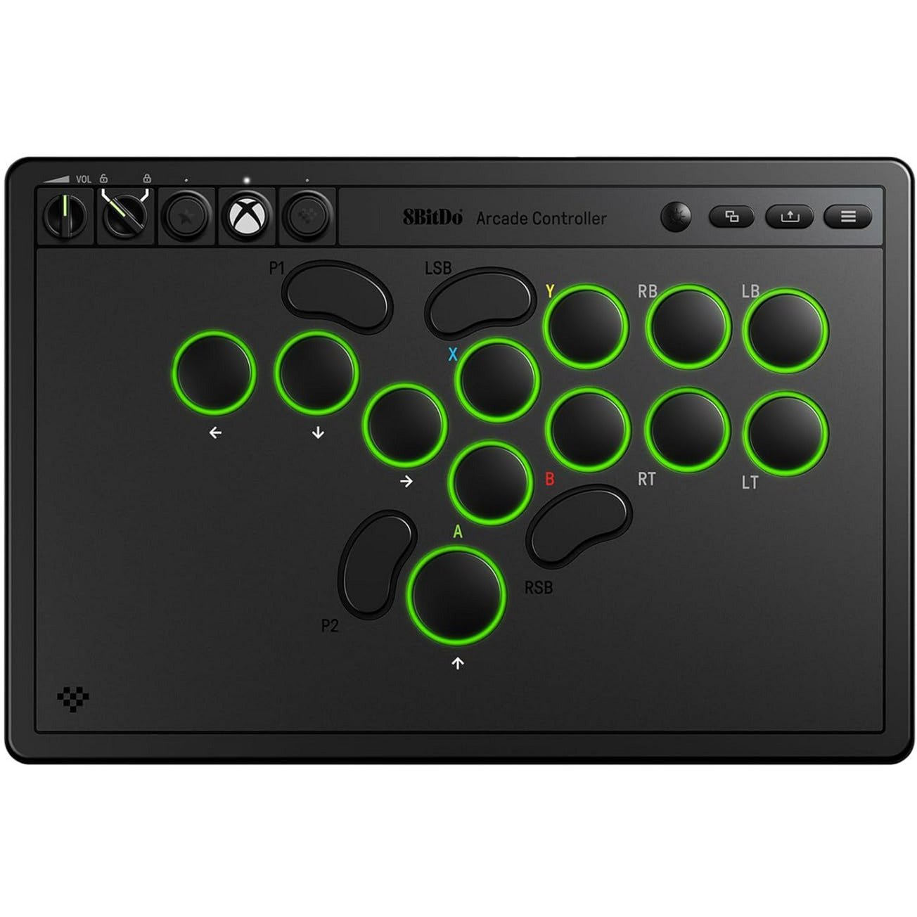 Manette arcade sans fil 8BitDo pour Xbox en noir, connectivité 2,4 GHz, accessoires électroniques pour Xbox Series X et One