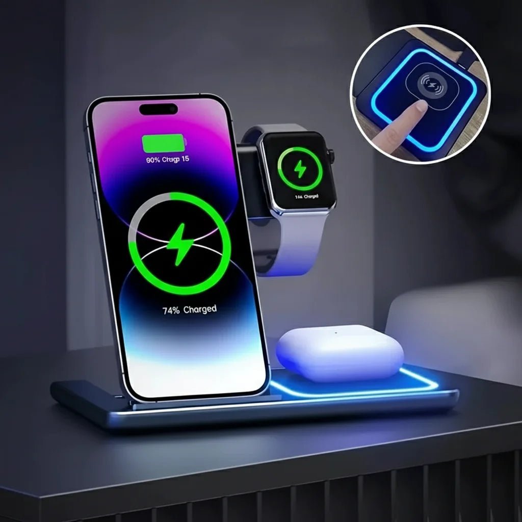 Station de Charge 3-en-1 - Chargez tout avec style! - Kawkaw