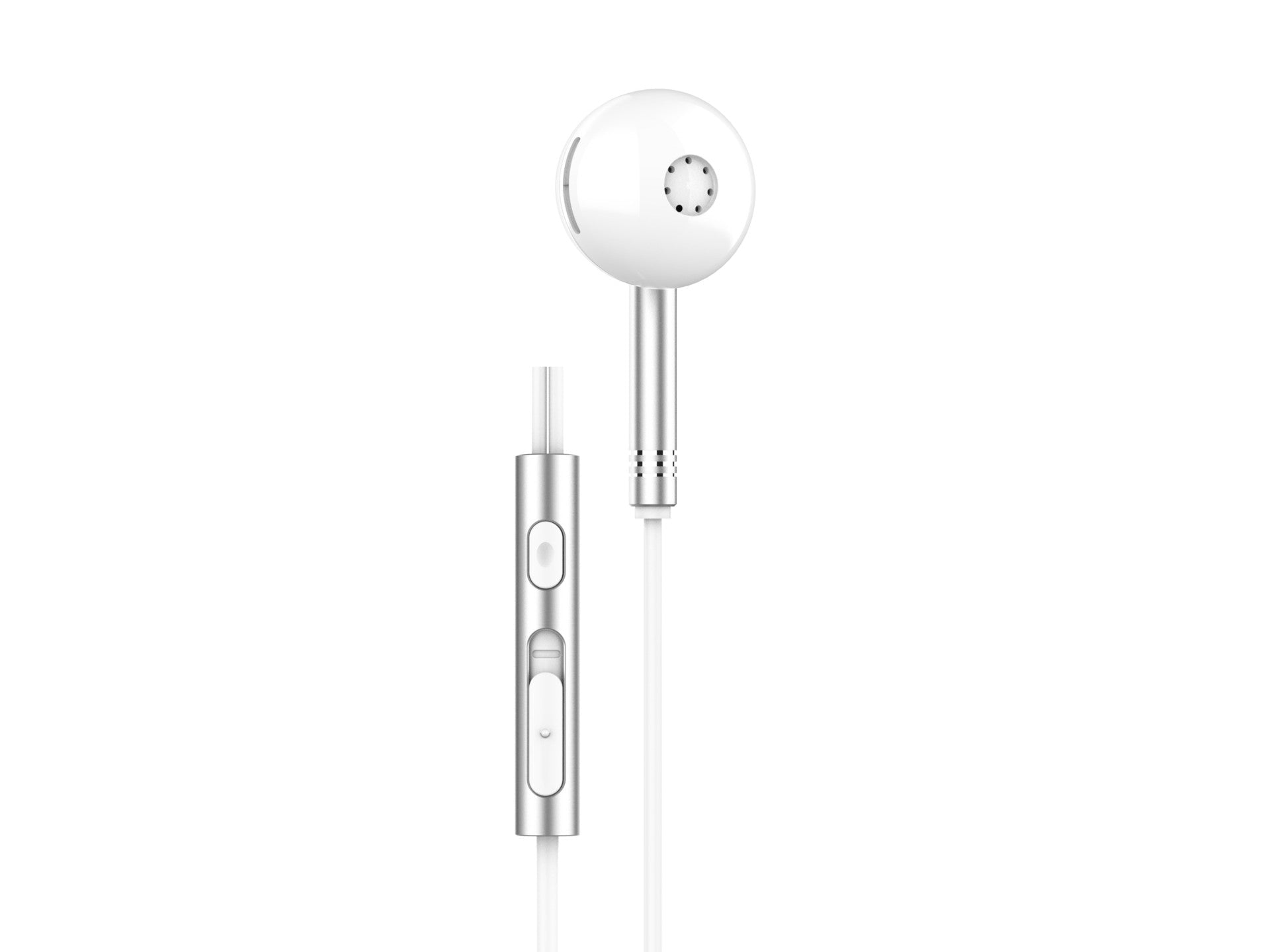 Écouteurs stéréo Techancy en métal blanc avec port Type-C, compatibles Samsung, Huawei, Xiaomi et autres appareils.